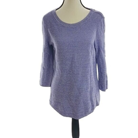 Talbots Sweaters - Talbots Sweater Purple Tunic Button 3/4 Sleeve Stretch Womens Size Small